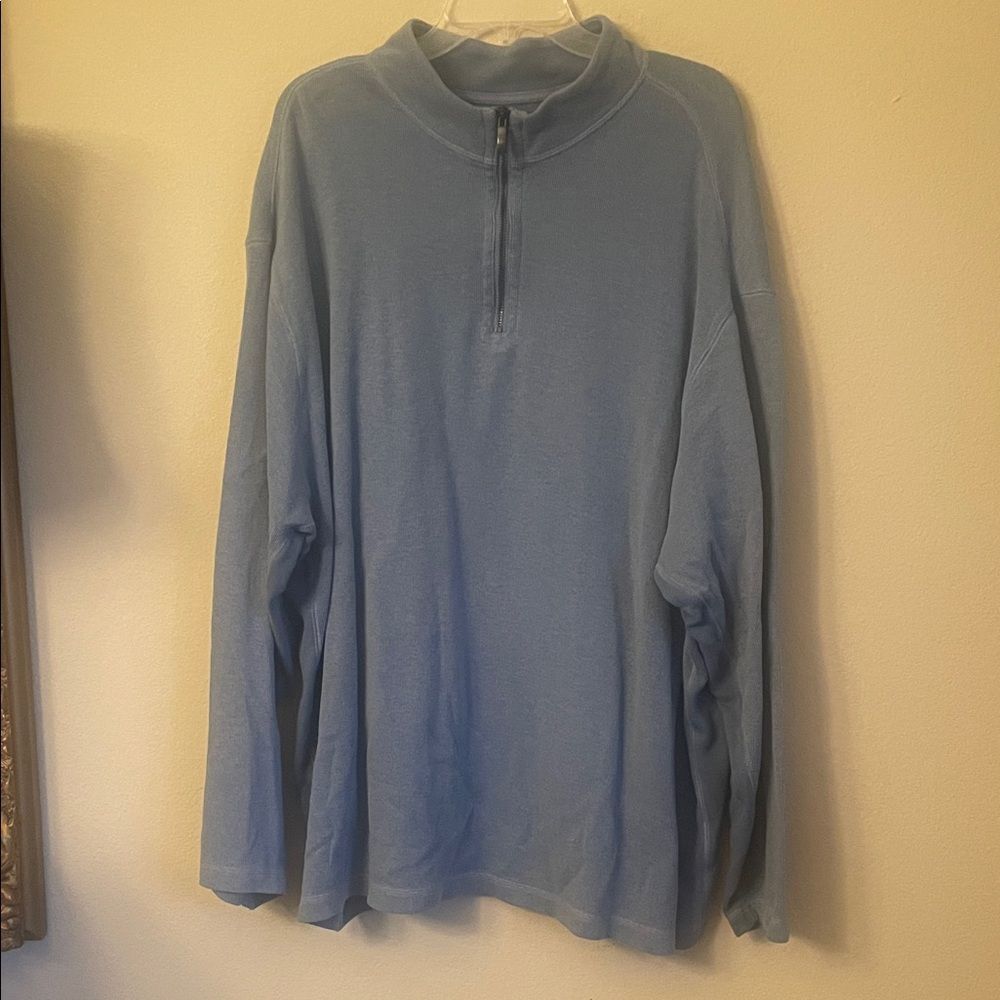 Men’s Blue Quarter-Zip Pullover ribbed roundtree and Yorke.